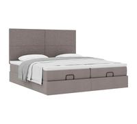 Générique Lit Double Coffre Matelas Ressorts Ensachés Surmatelas Inclus Structure Métal Bois Chambre à Coucher, Taupe, 180 x 200 cm, Design Simple