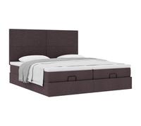 Générique Lit Double Coffre Matelas Ressorts Ensachés Surmatelas Inclus Structure Métal Bois Chambre à Coucher, Marron foncé, 180 x 200 cm, Design Simple