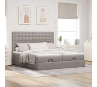 Générique Lit Double Coffre Matelas Ressorts Ensachés Surmatelas Inclus Structure Métal Bois Chambre à Coucher, Taupe, 160 x 200 cm, Boutons