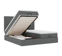 Générique Lit Double Coffre Matelas Ressorts Ensachés Surmatelas Inclus Structure Métal Bois Chambre à Coucher, Gris foncé, 200 x 200 cm, Design Simple