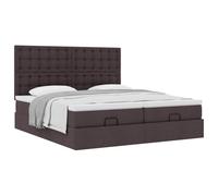 Générique Lit Double Coffre Matelas Ressorts Ensachés Surmatelas Inclus Structure Métal Bois Chambre à Coucher, Marron foncé, 200 x 200 cm, Boutons