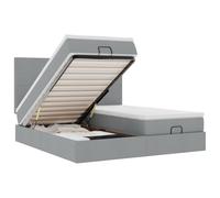 Générique Lit Double Coffre Matelas Ressorts Ensachés Surmatelas Inclus Structure Métal Bois Chambre à Coucher, Gris Clair, 180 x 200 cm, Design Simple