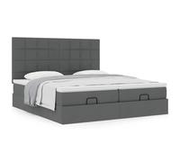 Générique Lit Double Coffre Matelas Ressorts Ensachés Surmatelas Inclus Structure Métal Bois Chambre à Coucher, Gris foncé, 160 x 200 cm, Bloc avec carrés