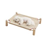 Génerique Lit for Animaux de Compagnie surélevé et Respirant avec Cadre en Bois, lit de Camp rafraîchissant d'été, chenil, Produits for Petits Chiens et Chats,for All Seasons Use(Coffee Color)