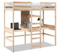 Générique Lit Mezzanine avec Bureau et étagères 90x200 cm pin Massif,Lits & Accessoires,Lits & Cadres de lit-3308541