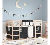 Générique Lit Mezzanine Enfants avec Rideaux sans Matelas 90x190 cm,Meubles,Lits & Accessoires,Lits & Cadres de lit,Noir,26.43 KG,3206973