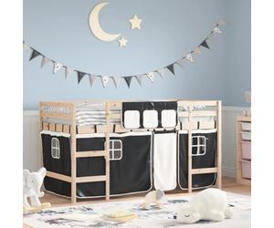 Générique Lit Mezzanine Enfants avec Rideaux sans Matelas 90x190 cm,Meubles,Lits & Accessoires,Lits & Cadres de lit,Noir,26.43 KG,3206973