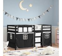 Générique Lit Mezzanine Enfants avec Rideaux sans Matelas 90x200cm,Lits & Accessoires,Lits & Cadres de lit-3283823