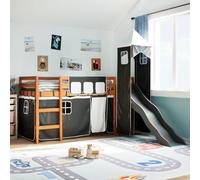 Générique Lit Mezzanine Enfants avec Tour Blanc/Noir 80x200cm pin Massif,Lits & Cadres de lit,37.85KG-3309125