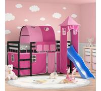 Générique Lit Mezzanine Enfants avec Tour sans Matelas Rose 90x190 cm,Lits & Accessoires,Lits & Cadres de lit-3207116