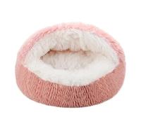 Générique Lit pour Chat Lit for Chat Rond Moelleux à Capuche lit for Grotte for Beignet for Chats d'intérieur, Lits apaisants for Chien for Petit Moyen(Pink,L)