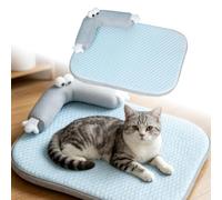 Générique Lit Rafraîchissant pour Chat et Chien avec Tissu de Soie Glacée Mat de Refroidissement et Mousse à Mémoire de Forme, Respirant, Imperméable et Lavable en Machine