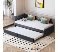 Générique Lit rembourré canapé-lit escamotable Confort 90/180x200 cm avec sommier à Lattes Lit Multifonctionnel avec Tissu Velours Doux pour la Peau Parfait pour Les Petits espaces (Gris-4)