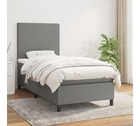 Générique Lit Simple avec Matelas et Surmatelas Réglable en Hauteur, Gris Foncé et Blanc, 80x200 cm - Confort Optimal pour Un Sommeil Réparateur, Idéal pour Lecture et Relaxation