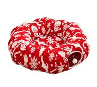 Générique Lit Tunnel Chien Noël Antidérapant Lavable Amovible Intérieur | grotte rouge confortable pour chat Pour Enrichissement Ennui Sommeil Apaisant Petit Moyen Animal de Compagnie