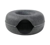 Générique Lit Tunnel pour Chat en Feutre, Donut Démontable avec Fermeture Éclair, Gris,