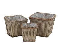 Générique Lits surélevés 3 pcs Osier avec Doublure en PE Maison & Jardin Pelouses & Jardins Jardinage Pots & Cache-Pots (Poids 2.4KG)