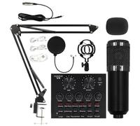 Générique Live Streaming Kit - Professional Sound Card Set with BM800 | Condenser Microphone Plug & Play Recording Equipment Adjustable Stand & Spray Shield for Singers, Podcast