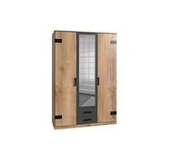 Générique Liverpool Armoire de Chambre - Style Industriel - Décor Chene et Graphite - L 135 cm