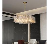 Générique Living Room Luxury American Retro E14 LED Chandelier Pendant Light Brass Chrome