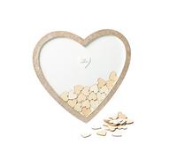 Livre d'or cadre pailleté avec cœurs en bois 37 x 40 cm - Blanc