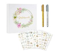 Générique Livre D'Or Pour Mariage | Fournitures De Fête Florales Avec Stylos | Livre D Or A Signer Avec Autocollants | Pour Cérémonie De Fiançailles Shower Anniversaire Diplôme Événements Mariée Et