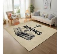 Générique Livre Vintage Gris Tapis Antidérapant 180x240cm, Carpet Lavables Livres d'art Peints Doux Carpet Poil Ras Tapis d'entrée pour Salon, Salle à Manger, Moquette Chambre, Descente de lit
