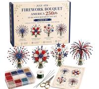 Générique Loisirs Créatifs Patriotiques - Ensemble de Fleurs en Perles Faites Main Collection Rouge Blanc Bleu | Kit de Création de Bouquet de Perles,Pour Adultes Familles Amis Femmes Hommes