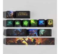 Générique LOL 12 Capuchons de Touches PBT Haute Densité, OEM Profile Dye Sublimation Disposition Idéal pour Streamers et Fans d'eSports (Twitch)