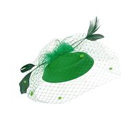 Générique Long Bleu Et Blanc Fascinators pour Femmes thé Chapeau Plumes Pince à Cheveux pour Mariage et église Nœud Bois Rouge (Green, One Size)