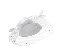 Générique Long Bleu Et Blanc Fascinators pour Femmes thé Chapeau Plumes Pince à Cheveux pour Mariage et église Nœud Bois Rouge (Grey, One Size)