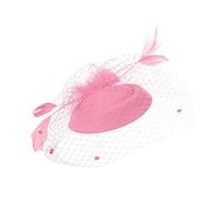 Générique Long Bleu Et Blanc Fascinators pour Femmes thé Chapeau Plumes Pince à Cheveux pour Mariage et église Nœud Bois Rouge (Pink, One Size)