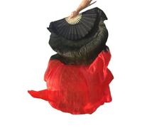 Générique Long éVentail en Soie,Voile Eventail de Danse 1 Paire/2 pièces de voiles Danse du Ventre en Soie véritable, Taille Classique, Voile Bambou, Accessoires Spectacle Populaires(Color 21,120CM)