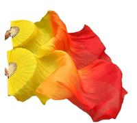 Générique Long éVentail en Soie,Voile Eventail de Danse 1 Paire/2 pièces de voiles Danse du Ventre en Soie véritable, Taille Classique, Voile Bambou, Accessoires Spectacle Populaires(Color 4,180CM)