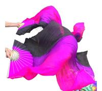 Générique Long éVentail en Soie,Voile Eventail de Danse 1 Paire/2 pièces de voiles Danse du Ventre en Soie véritable, Taille Classique, Voile Bambou, Accessoires Spectacle Populaires(Color 12,150CM)