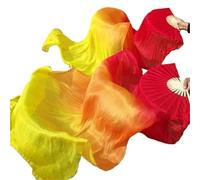 Générique Long éVentail en Soie,Voile Eventail de Danse 1 Paire/2 pièces de voiles Danse du Ventre en Soie véritable, Taille Classique, Voile Bambou, Accessoires Spectacle Populaires(Color 3,180CM)