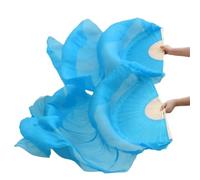 Générique Long éVentail en Soie,Voile Eventail de Danse 1 Paire d'éventails de Danse du Ventre en Soie for Performance sur scène, Accessoires, Couleur Unie(Turquoise,L-180x90cm)