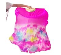 Générique Long éVentail en Soie,Voile Eventail de Danse d'éventails de Danse du Ventre en Soie véritable Teints à la Main, 1 Paire voiles Longs for(Color 11,2.1x0.9M)