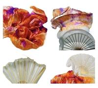 Générique Long éVentail en Soie,Voile Eventail de Danse Éventail de Danse en Soie véritable, 1 pièce, éventail allongé, Fait à la Main, Couleur tie-Dye, Moderne(Style 7,120cm 1 Pair)