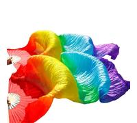 Générique Long éVentail en Soie,Voile Eventail de Danse Éventails de Danse for Spectacle sur scène, voiles en Soie colorés for Femmes (2 pièces), mélange Couleurs Noir et Rouge(Yellow,XXL-280x90cm)