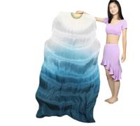 Générique Long éVentail en Soie,Voile Eventail de Danse Une Paire de voiles Soie for Danse du Ventre for Femme, Accessoire Spectacle léger et Fluide for Costume Oriental, 1,8 m(100mm 85a,150cm)
