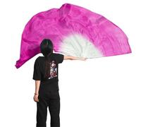 Générique Long éVentail en Soie,Voile Eventail de Danse Voile de Danse Orientale en Soie avec Ailes et bâton, Accessoire scène, Demi-Cercle, 180 x 90 cm(G Dance Veil,250x100cm)