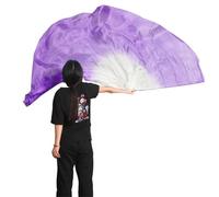 Générique Long éVentail en Soie,Voile Eventail de Danse Voile de Danse Orientale en Soie avec Ailes et bâton, Accessoire scène, Demi-Cercle, 180 x 90 cm(A Dance Veil,250x100cm)