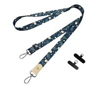 Générique Longe de Collier de Téléphone à Boucle en Cuir Sangle de Bandoulière de Téléphone Portable Bandoulière de la Caméra Imprimée 1 Sangle de cou réglable de Telephone et 2 Pads (Starry daisy L)