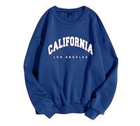 Générique Los Angeles Sweat-Shirt Femme Col Rond Et Manches Longues Sweat sans Capuche Lettres Imprimé DéContracté Haut Pull-Over Automne Hiver Printemps Fille Sweater Y2K Streetwear Tops