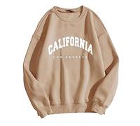 Générique Los Angeles Sweat-Shirt Femme Col Rond Et Manches Longues Sweat sans Capuche Lettres Imprimé DéContracté Haut Pull-Over Automne Hiver Printemps Fille Sweater Y2K Streetwear Tops