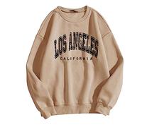 Générique Los Angeles Sweat-Shirt Femme Col Rond Et Manches Longues Sweat sans Capuche Lettres Imprimé DéContracté Haut Pull-Over Automne Hiver Printemps Fille Sweater Y2K Streetwear Tops