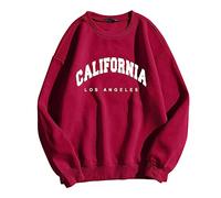 Générique Los Angeles Sweat-Shirt Femme Col Rond Et Manches Longues Sweat sans Capuche Lettres Imprimé DéContracté Haut Pull-Over Automne Hiver Printemps Fille Sweater Y2K Streetwear Tops