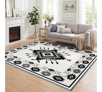 Générique Losange Noir Blanc Gris Doux Tapis 160x230 cm | Poil Ras Utilisable toute l'année Moderne Minimaliste Aztèque Géométrique Tapis, pour Chambre Salle Manger Bureau Cuisine