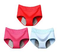 Générique Lot 3 Culotte Menstruelle Super Absorbante en Coton | Lavable | Culotte de Règles Flux abondant | Shorty menstruel | Taille Haute | Boxer menstruel | pour Femme